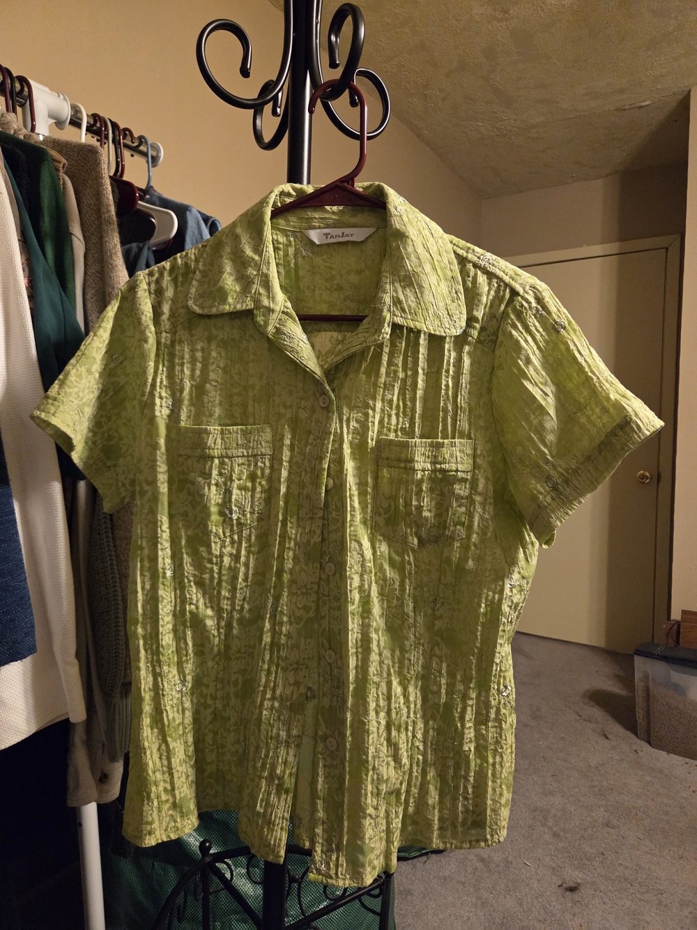 TanJay Lime Green Short-Sleeve Button-Down Shirt